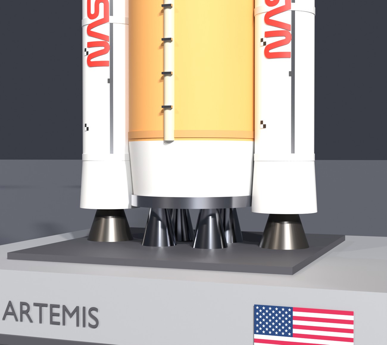 The engine cluster at the base of the core stage